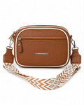 Women's Premium Brown Crossbody Shoulder Bag | Stylish PU Leather Sling Bag | Adjustable Wide Strap | Double Zip Casual Messenger Bag for Girls