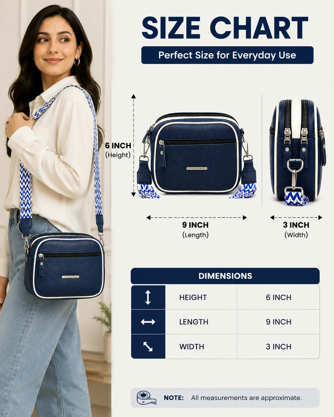 Women's Premium Brown Crossbody Shoulder Bag | Stylish PU Leather Sling Bag | Adjustable Wide Strap | Double Zip Casual Messenger Bag for Girls