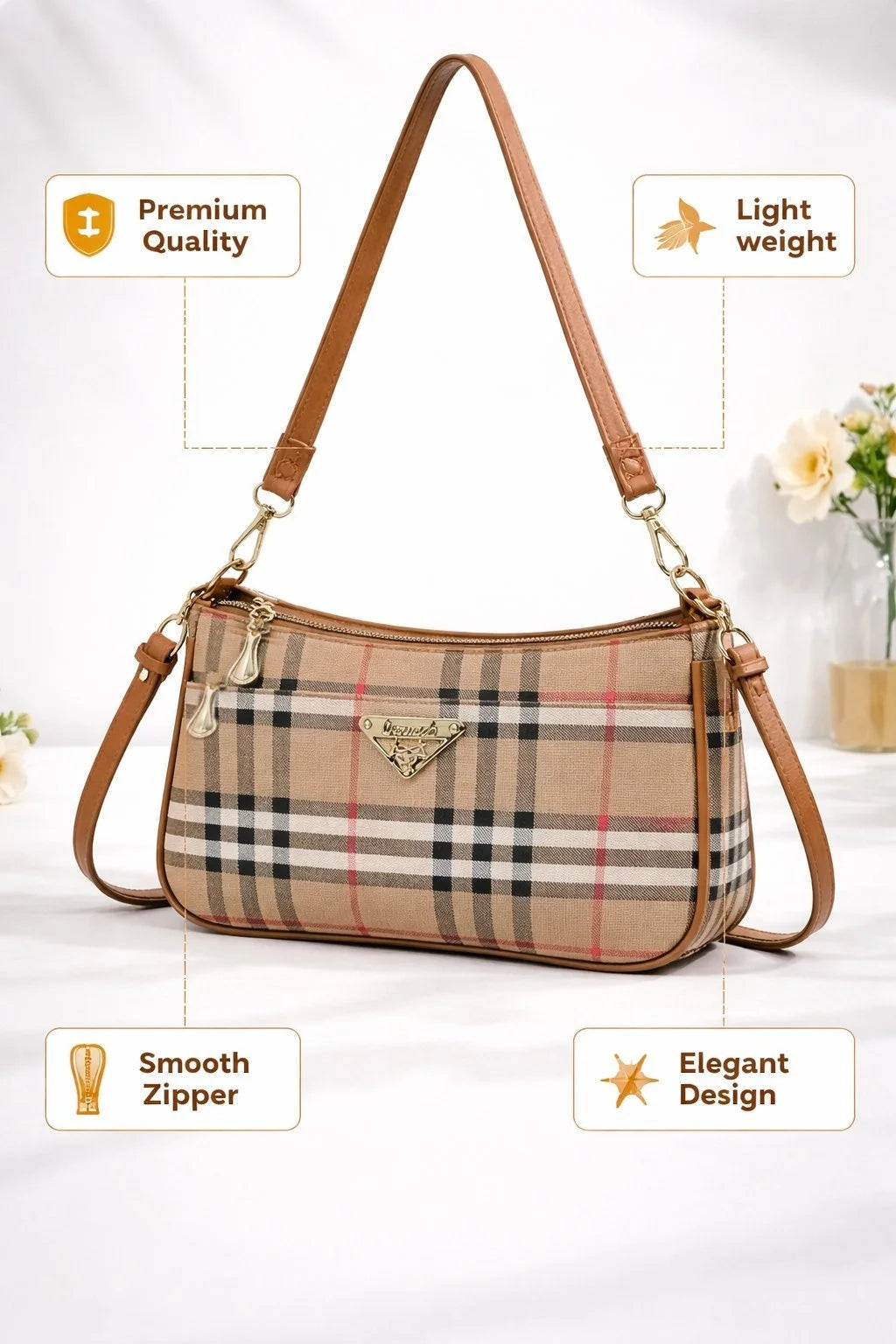 Luxury Pattern Crossbody Shoulder Bag – Elegant Women’s Designer Handbag with Adjustable Strap