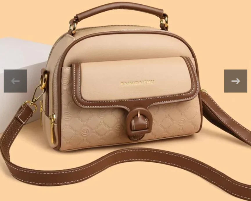 Premium Leather Crossbody Bag for Women – Multi-Compartment Stylish Shoulder Handbag