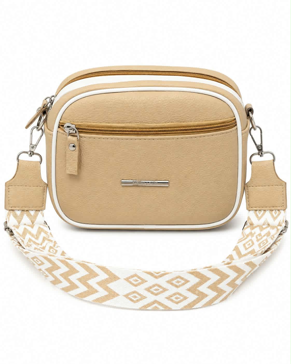 Women's Premium Brown Crossbody Shoulder Bag | Stylish PU Leather Sling Bag | Adjustable Wide Strap | Double Zip Casual Messenger Bag for Girls | Buy 2 Get 10% More Discount !