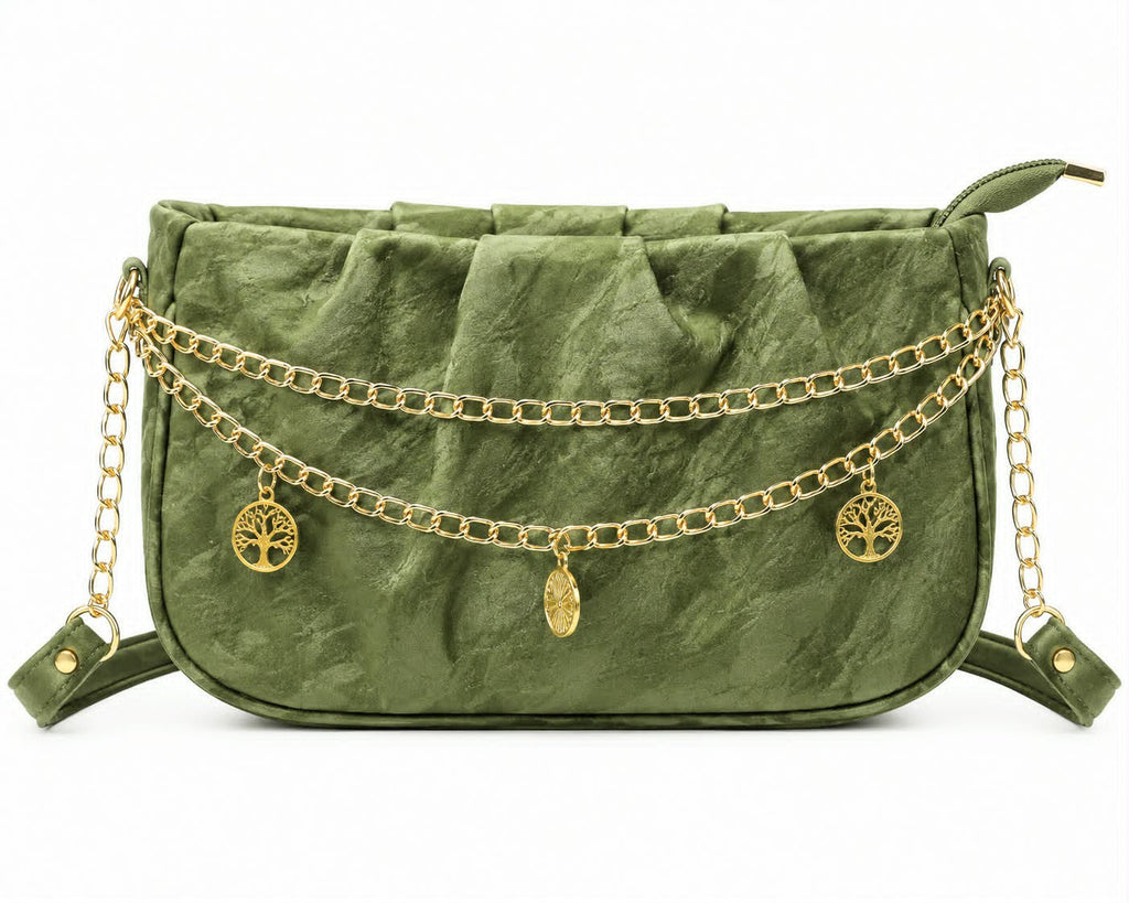Women's Elegant Pleated Shoulder Bag/Cross Body Bag with Gold Chain For Girls