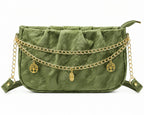 Women's Elegant Pleated Shoulder Bag/Cross Body Bag with Gold Chain For Girls