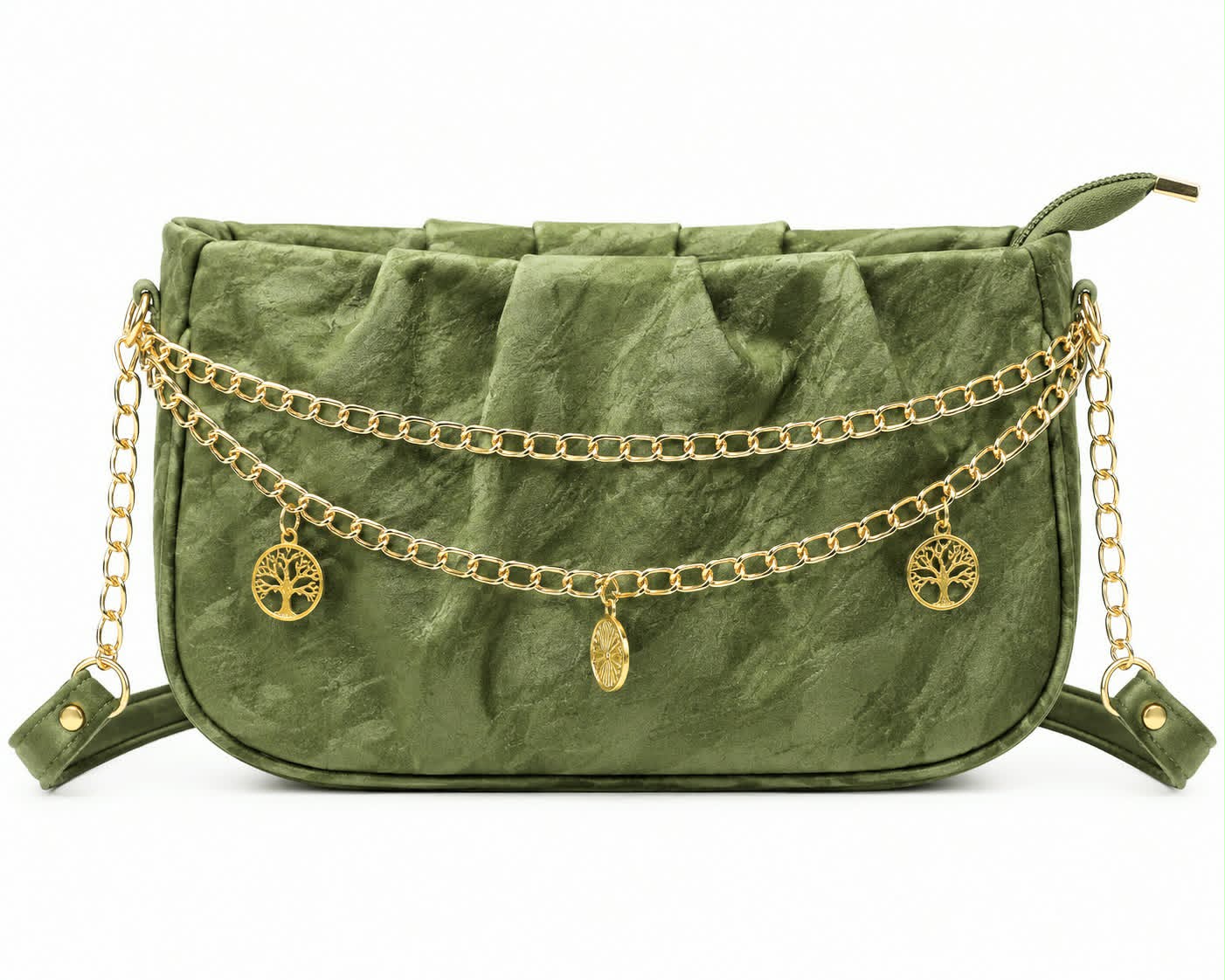 Women's Elegant Pleated Shoulder Bag/Cross Body Bag with Gold Chain For Girls