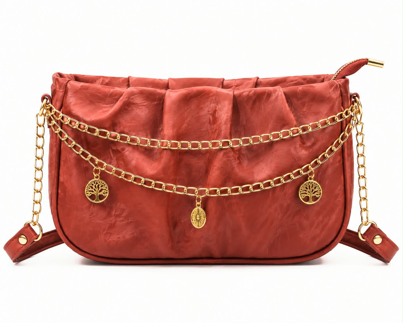Women's Elegant Pleated Shoulder Bag/Cross Body Bag with Gold Chain For Girls