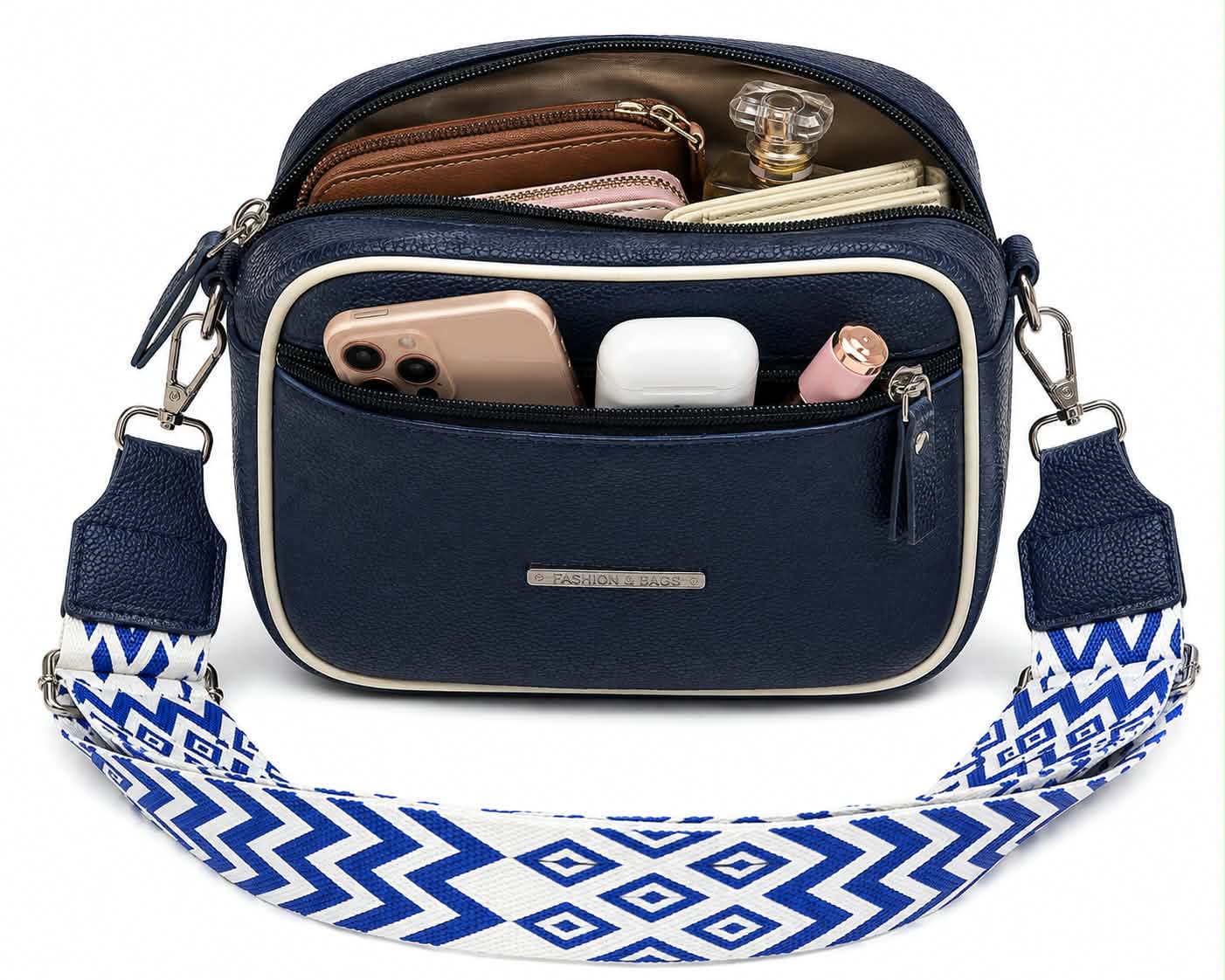 Women's Premium Brown Crossbody Shoulder Bag | Stylish PU Leather Sling Bag | Adjustable Wide Strap | Double Zip Casual Messenger Bag for Girls