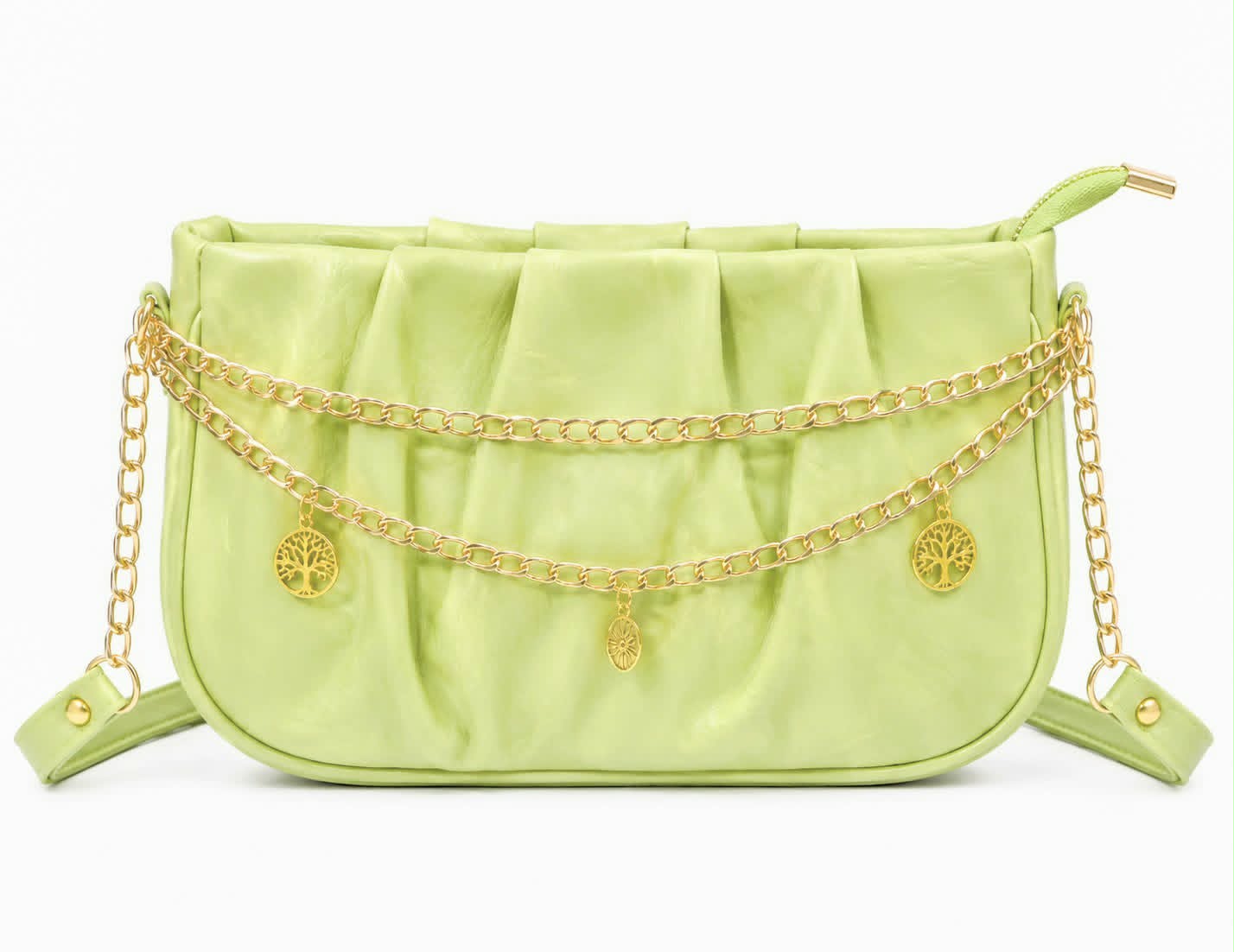 Women's Elegant Pleated Shoulder Bag/Cross Body Bag with Gold Chain For Girls