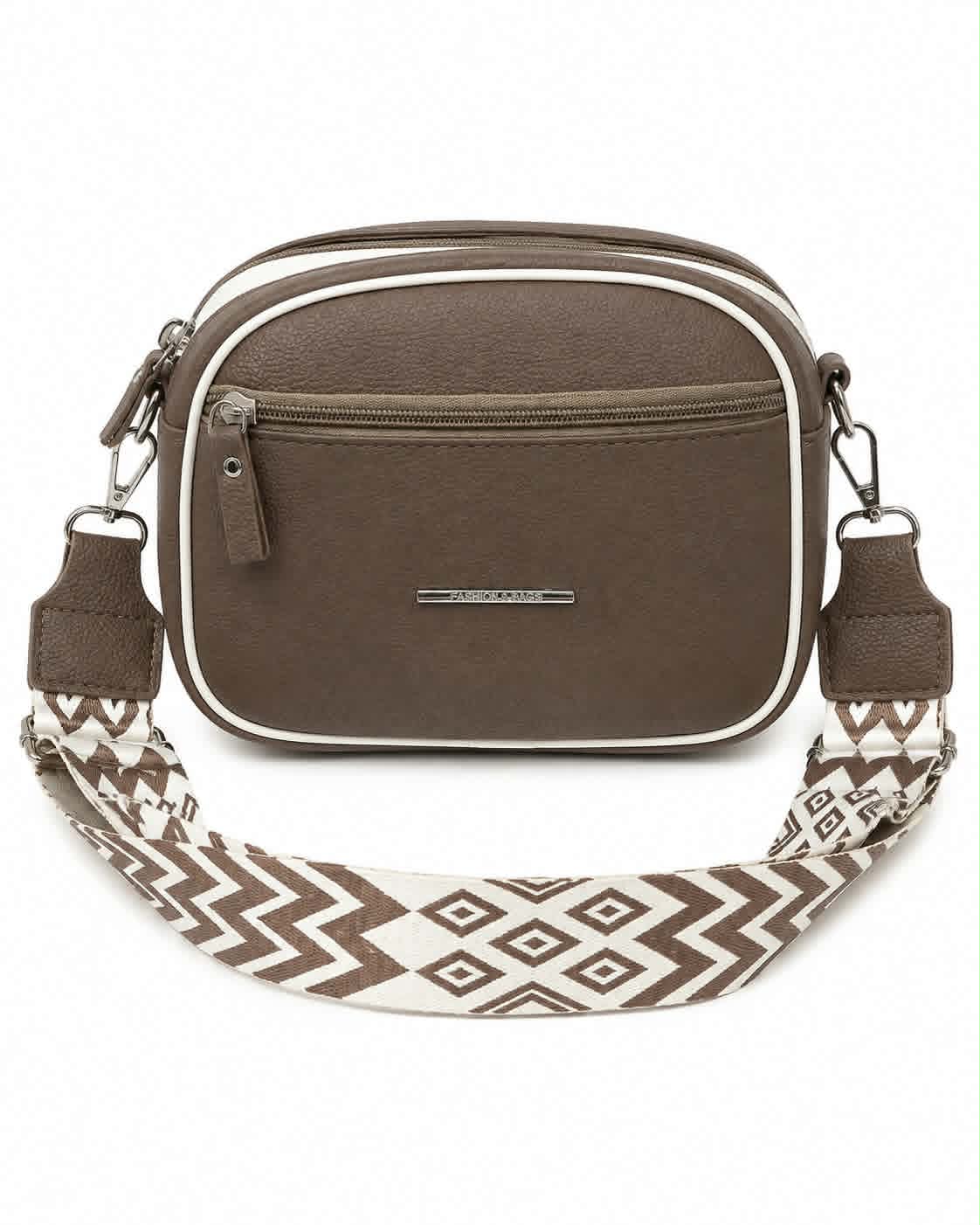 Women's Premium Brown Crossbody Shoulder Bag | Stylish PU Leather Sling Bag | Adjustable Wide Strap | Double Zip Casual Messenger Bag for Girls | Buy 2 Get 10% More Discount !