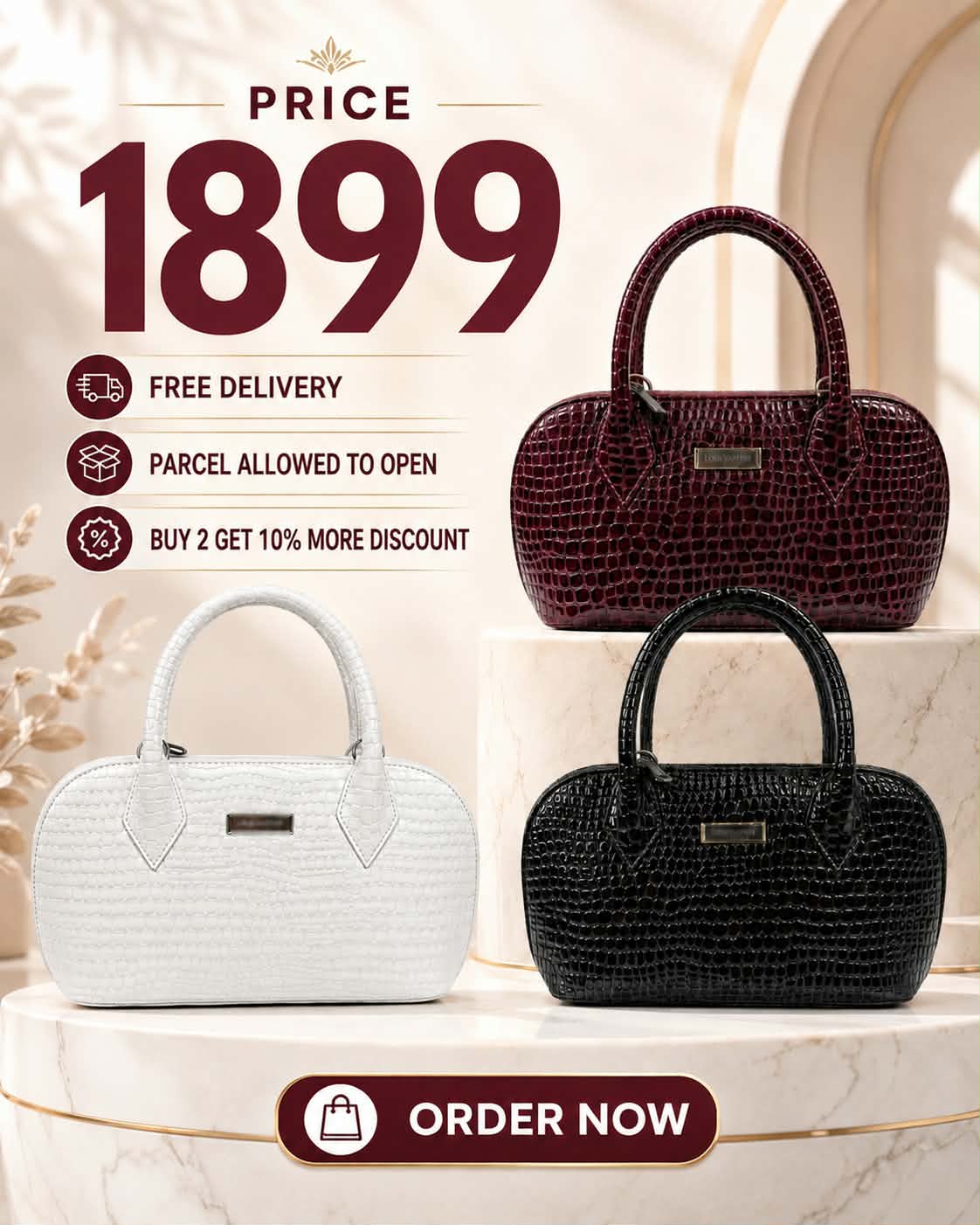 Elegant Crocodile-Embossed Women’s Handbag – Structured Luxury Tote