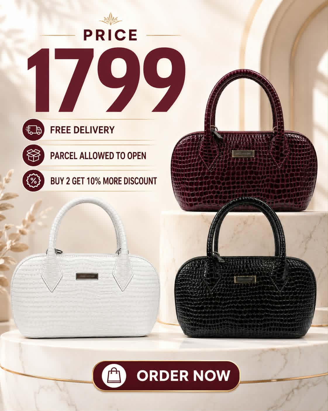 Elegant Crocodile-Embossed Women’s Handbag – Structured Luxury Tote