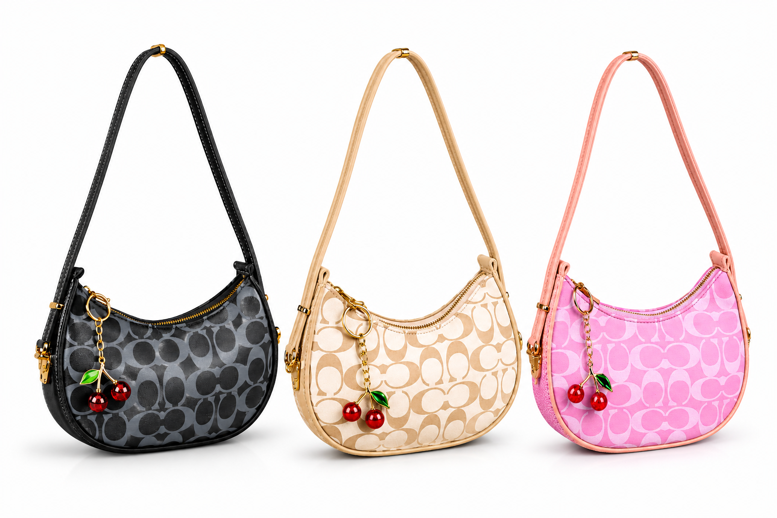 Stylish Women’s Shoulder Bag with Cherry Charm | Trendy Crossbody Handbag
