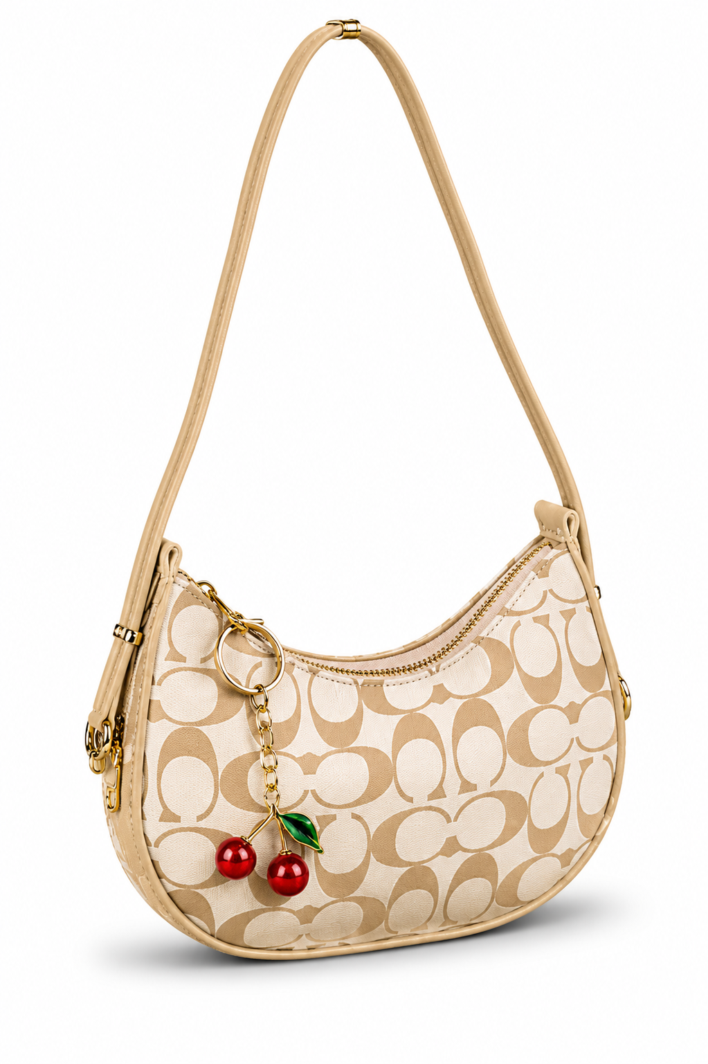 Stylish Women’s Shoulder Bag with Cherry Charm | Trendy Crossbody Handbag